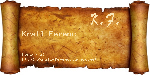 Krall Ferenc névjegykártya